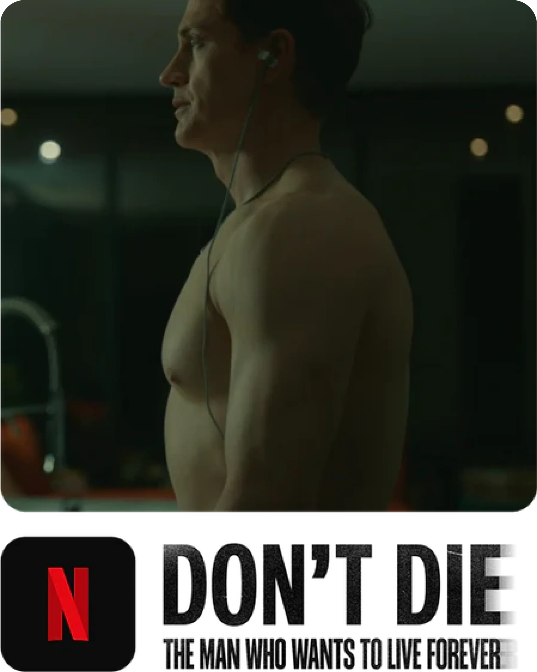 Bryan Johnson a utilizar um dispositivo Nurosym® de estimulação do nervo vago no documentário da Netflix “Imortal: O Homem Que Quer Viver Para Sempre”.