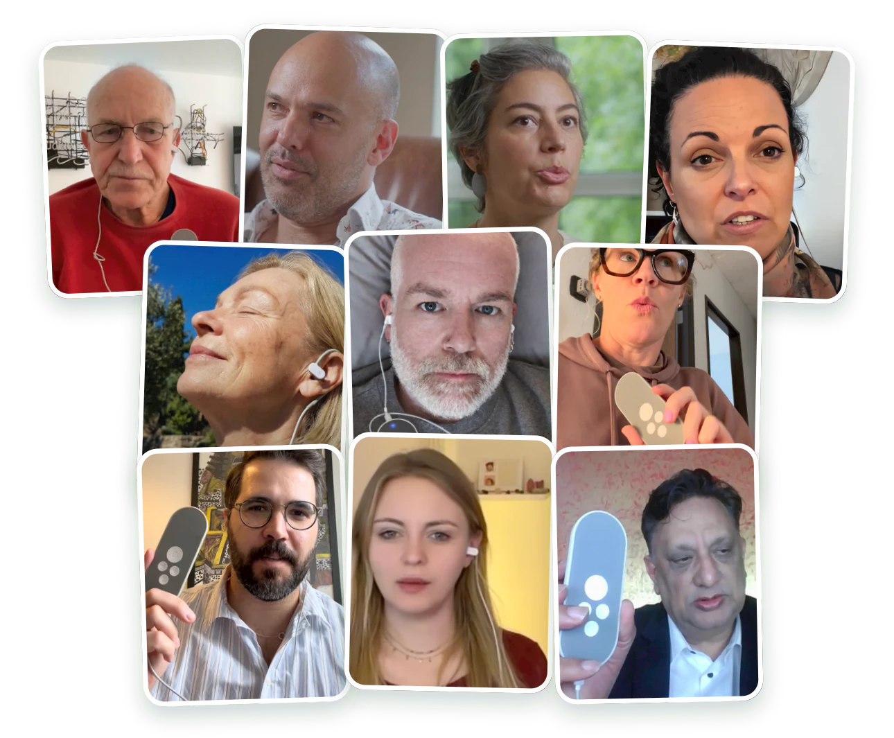 Colagem de utilizadores do Nurosym® durante sessões de estimulação transcutânea do nervo vago.