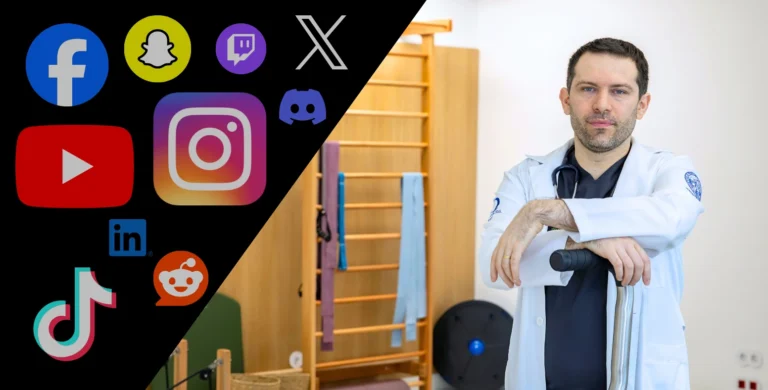 Dr. José Padrão Mendes com logótipos de redes sociais, ilustrando a entrevista à Business Voice sobre saúde mental, comparação social e relações humanas.